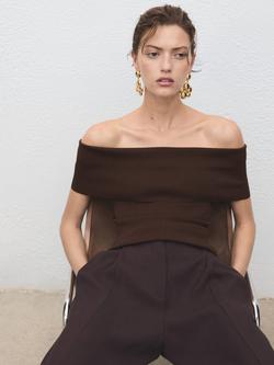 Mango Sesete Bandeau Knit Top, Dark Brown, Dark Brown