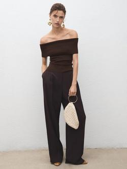 Mango Sesete Bandeau Knit Top, Dark Brown - view 2, Dark Brown