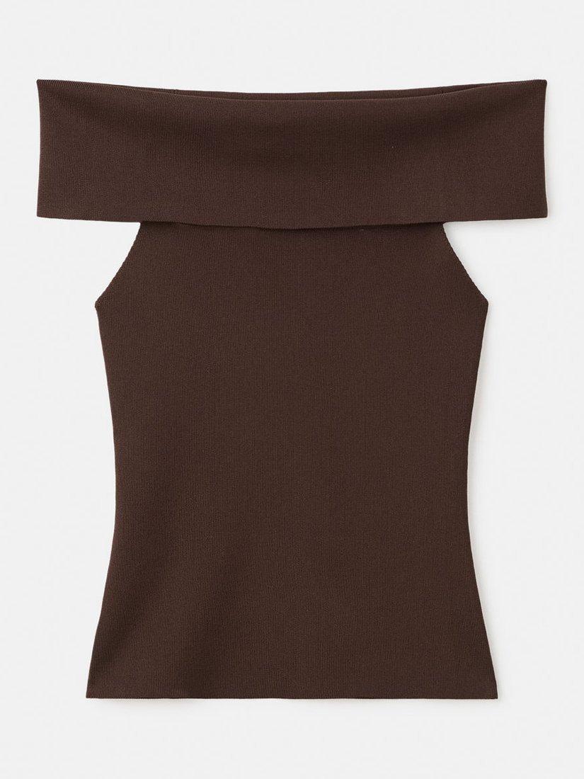 Product image 3 of 8, which shows Mango Sesete Bandeau Knit Top, Dark Brown, L