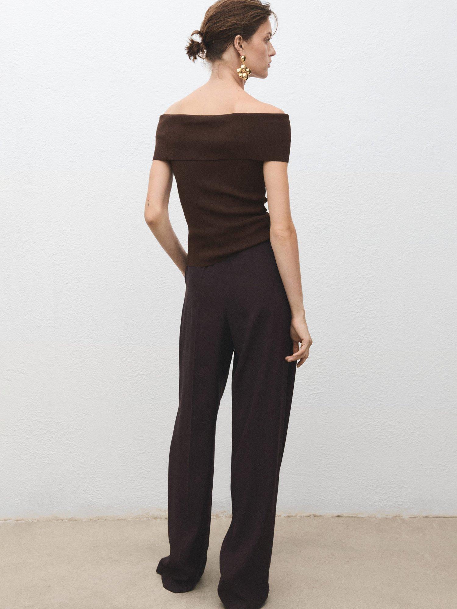 Product image 4 of 8, which shows Mango Sesete Bandeau Knit Top, Dark Brown, L