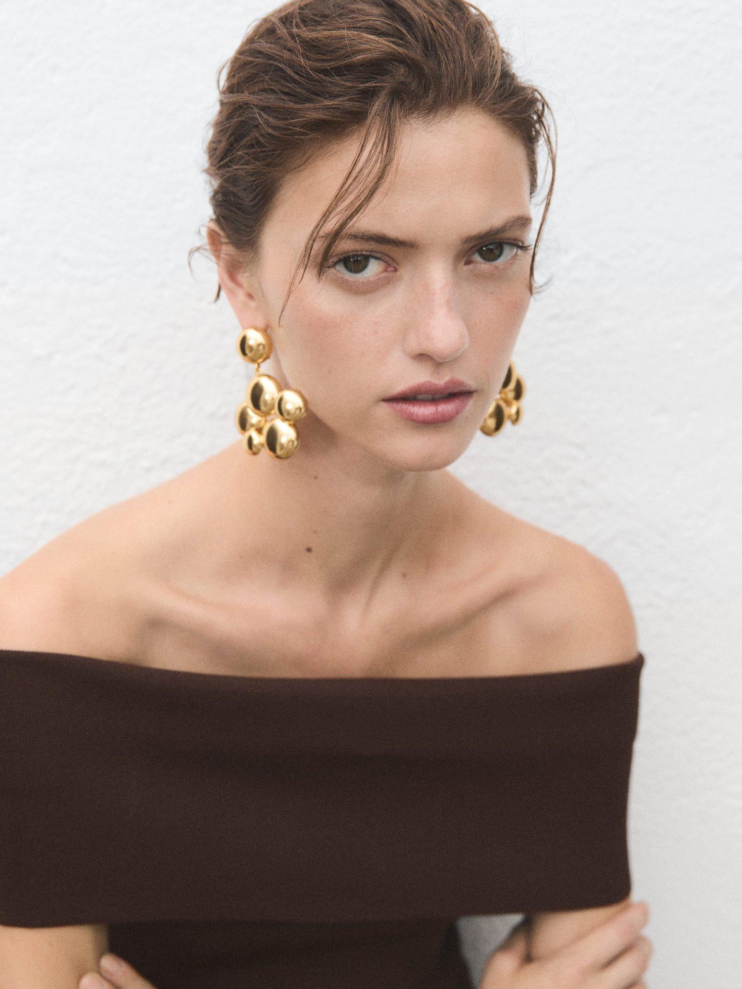 Product image 6 of 8, which shows Mango Sesete Bandeau Knit Top, Dark Brown, L