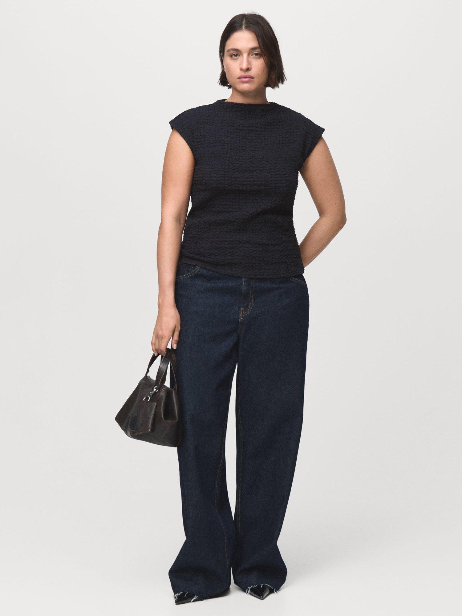 Product image 7 of 8, which shows Mango Turi Crepe Top, Navy, 5XL