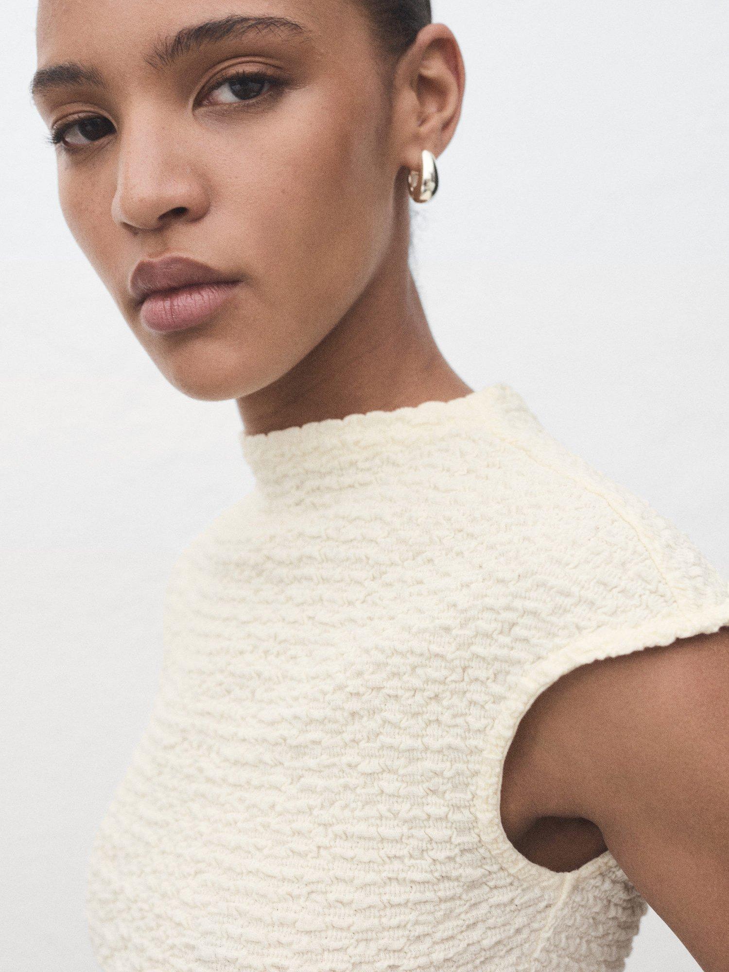 Product image 6 of 8, which shows Mango Turi Crepe Top, Natural White, S