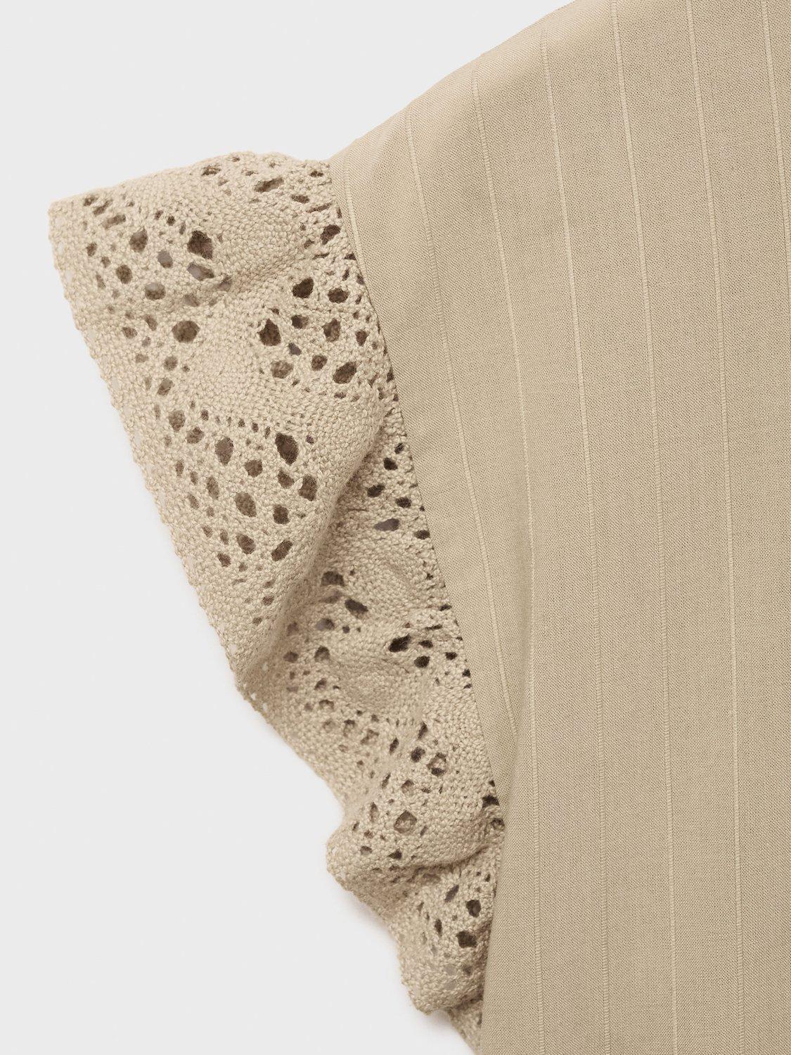 Product image 8 of 8, which shows Mango Voli Ruffle Sleeve T-Shirt, Medium Brown, M