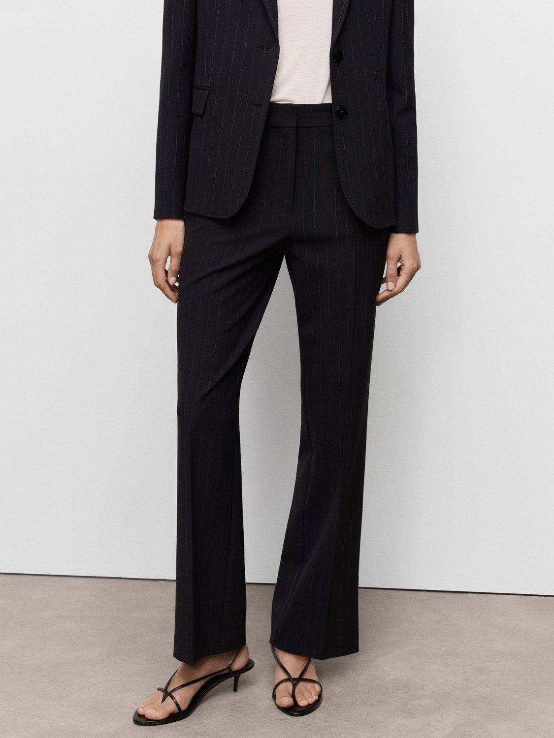 Product image 1 of 6, which shows Mango Bergen Stripe Tailored Trousers, Navy, 20
