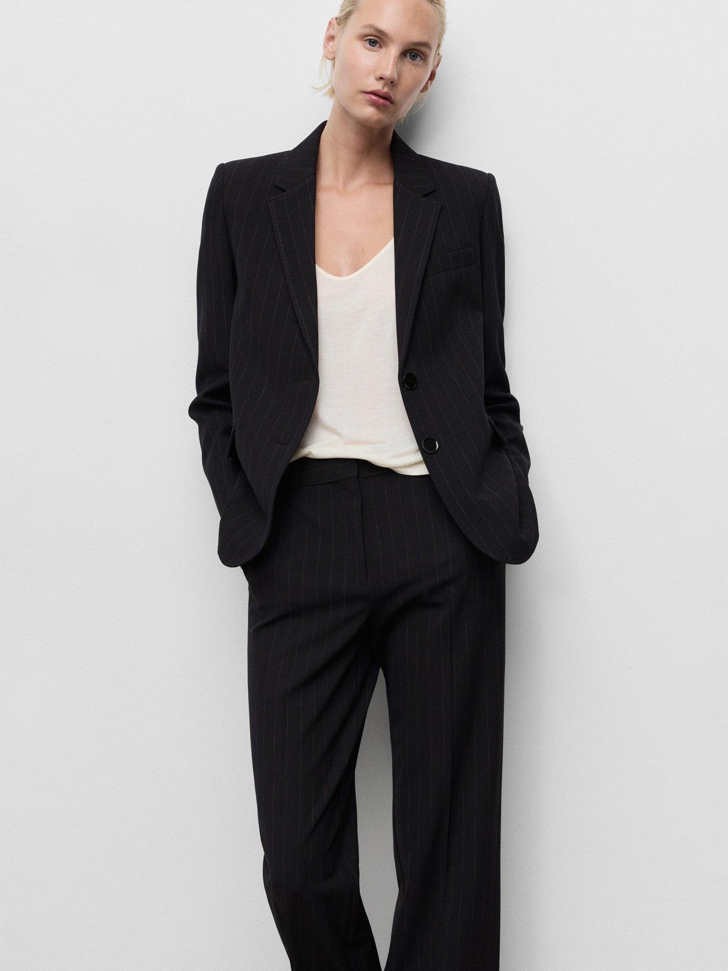 Product image 4 of 6, which shows Mango Bergen Stripe Tailored Trousers, Navy, 20