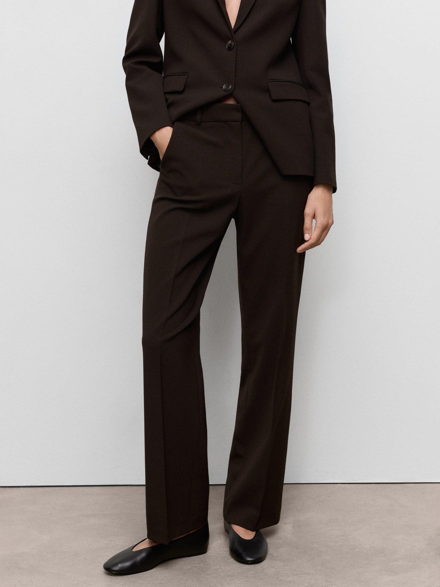 Product image 1 of 8, which shows Mango Bergen Tailored Trousers, Dark Brown, 10