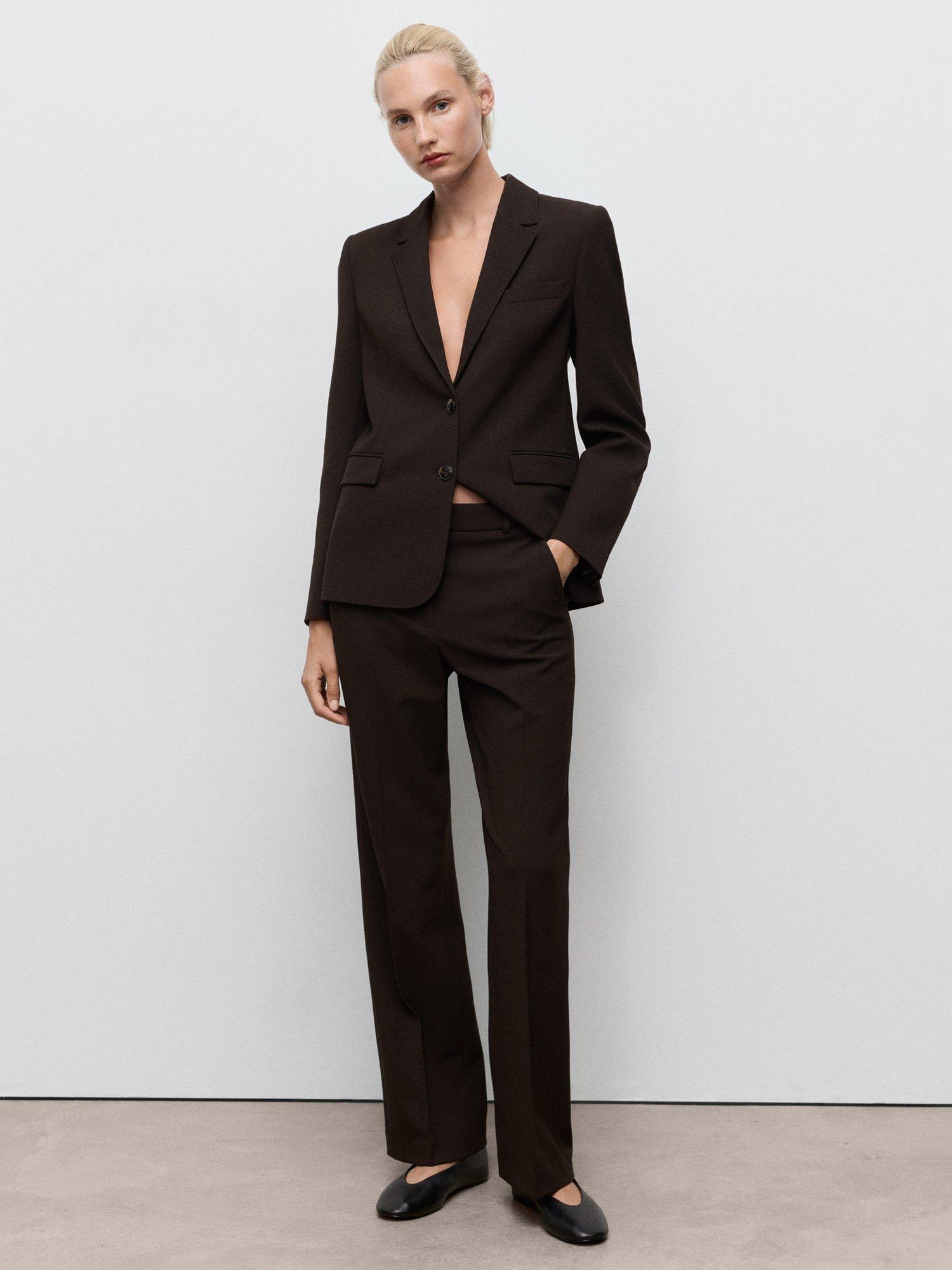 Product image 2 of 8, which shows Mango Bergen Tailored Trousers, Dark Brown, 10