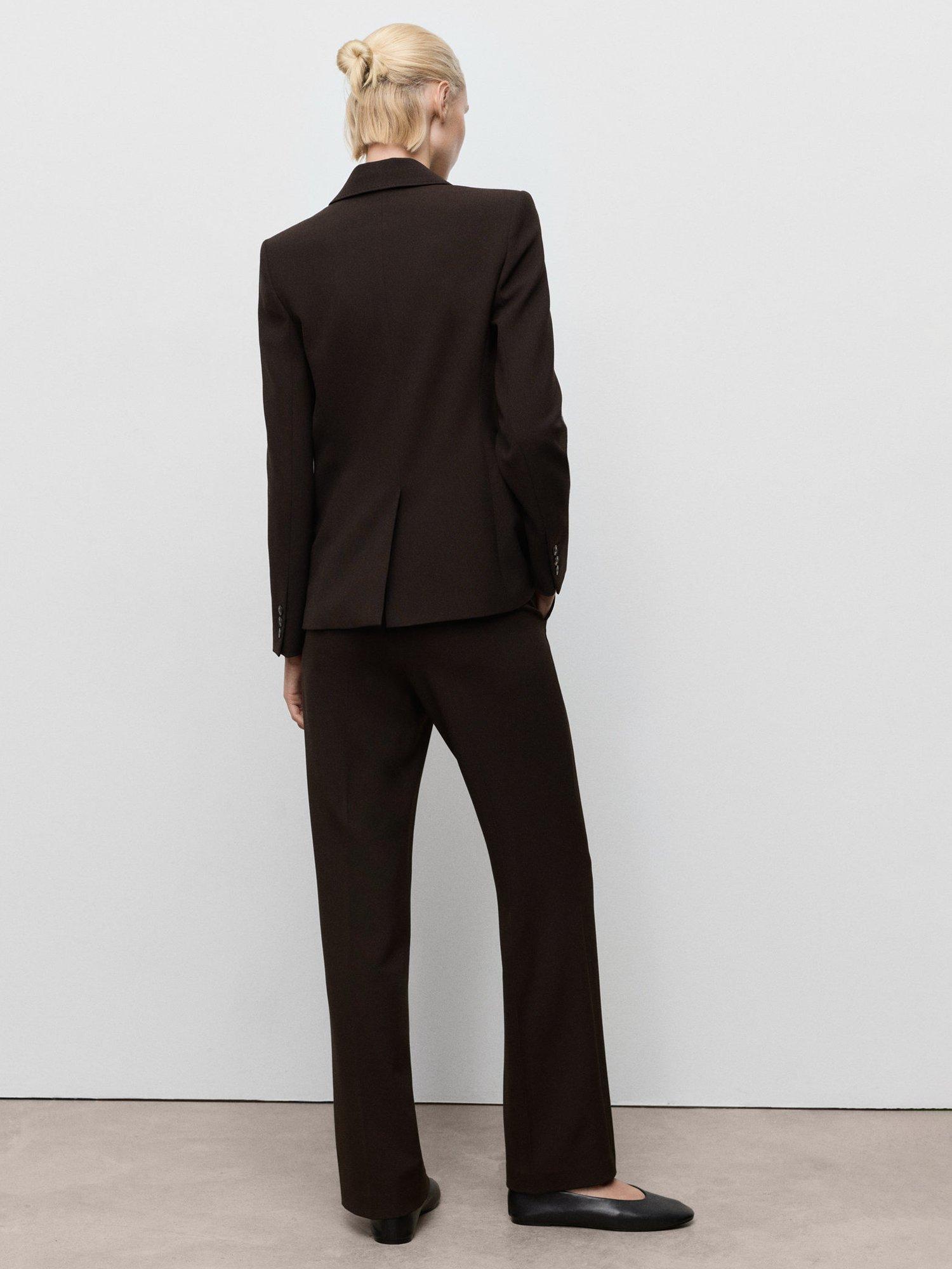 Product image 4 of 8, which shows Mango Bergen Tailored Trousers, Dark Brown, 10