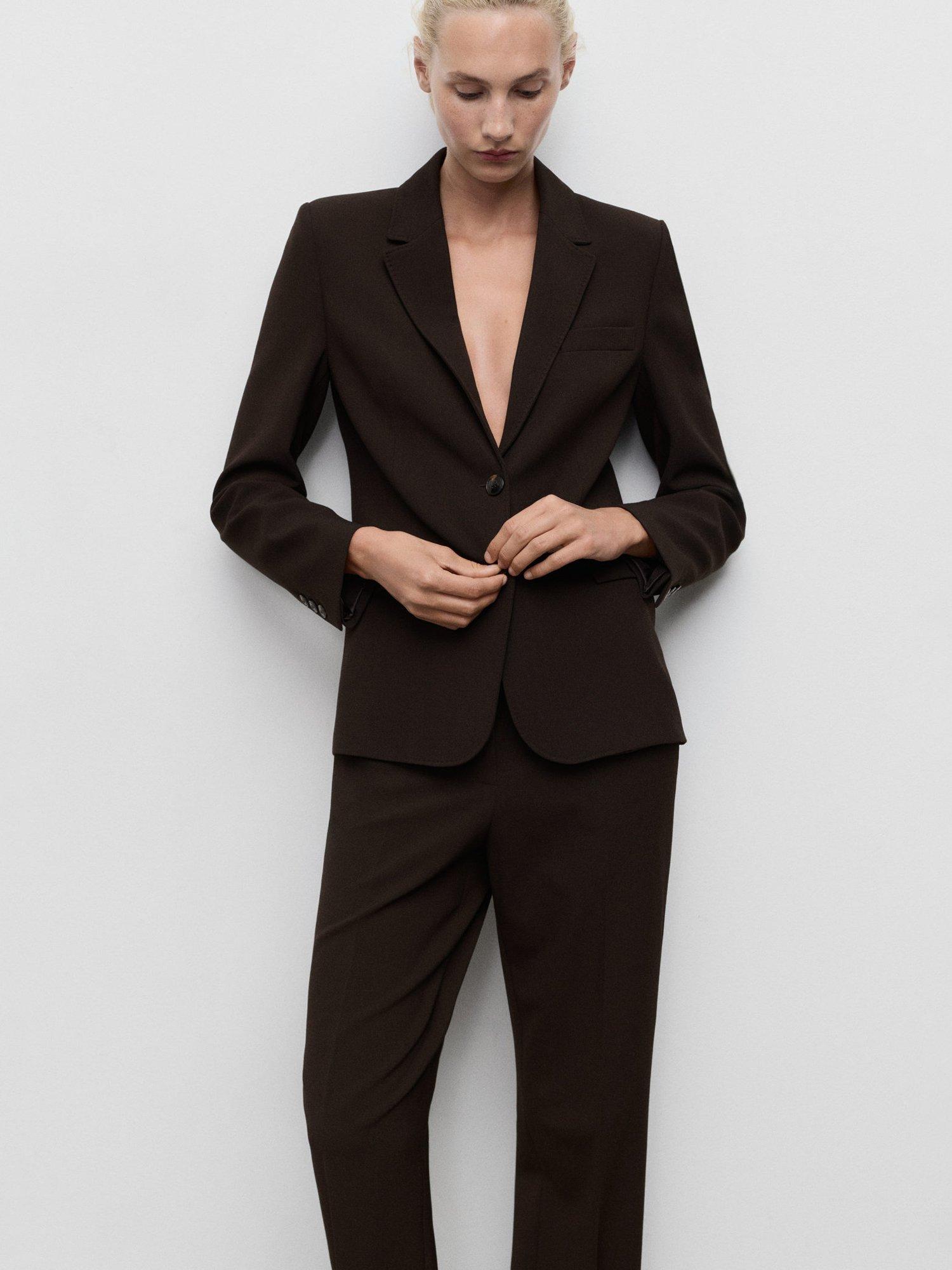 Product image 6 of 8, which shows Mango Bergen Tailored Trousers, Dark Brown, 10