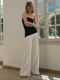 Mango Harry Wide Leg Trousers, White, White