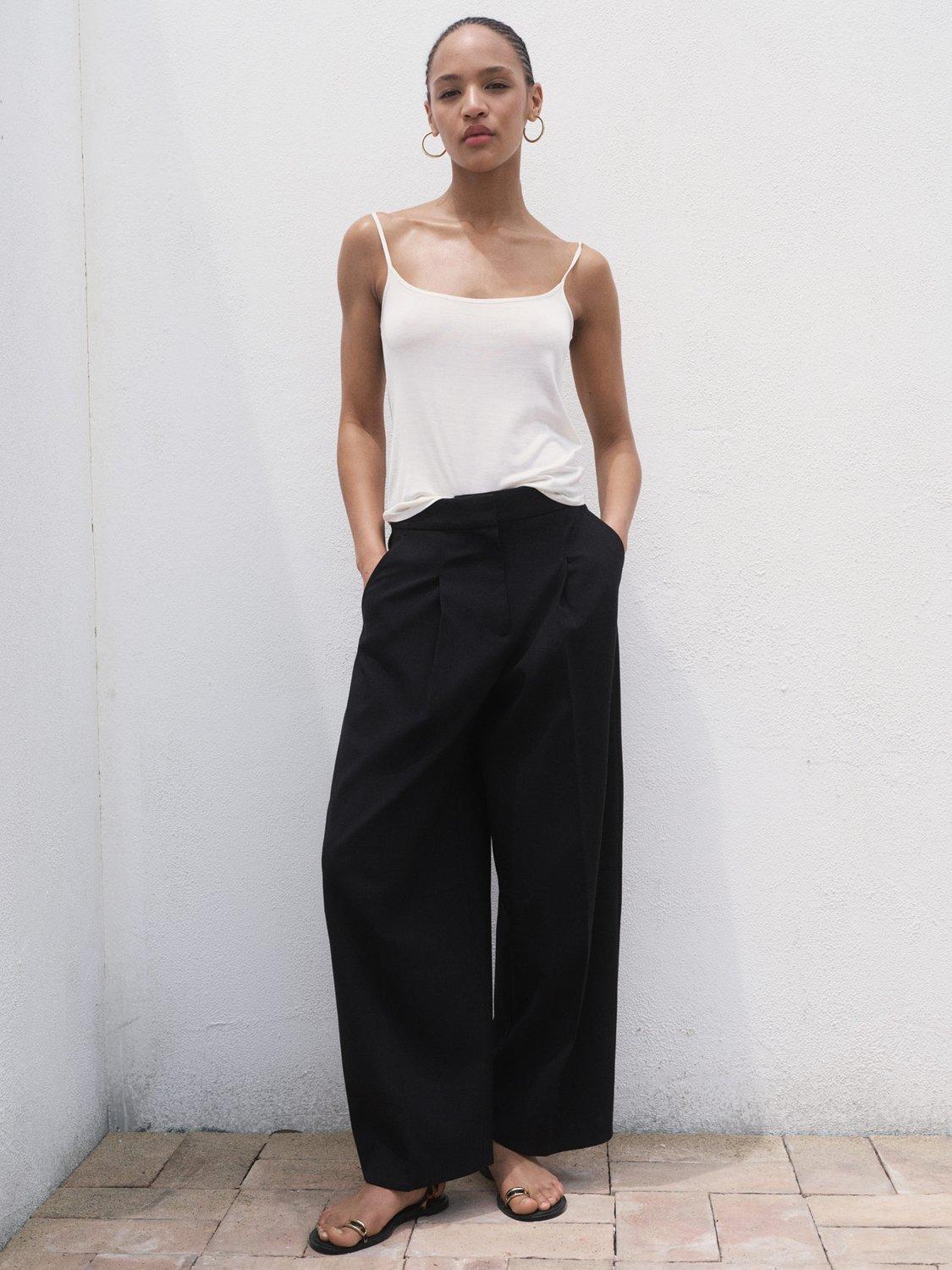 Product image 2 of 8, which shows Mango Julia Balloon Trousers, Black, 12