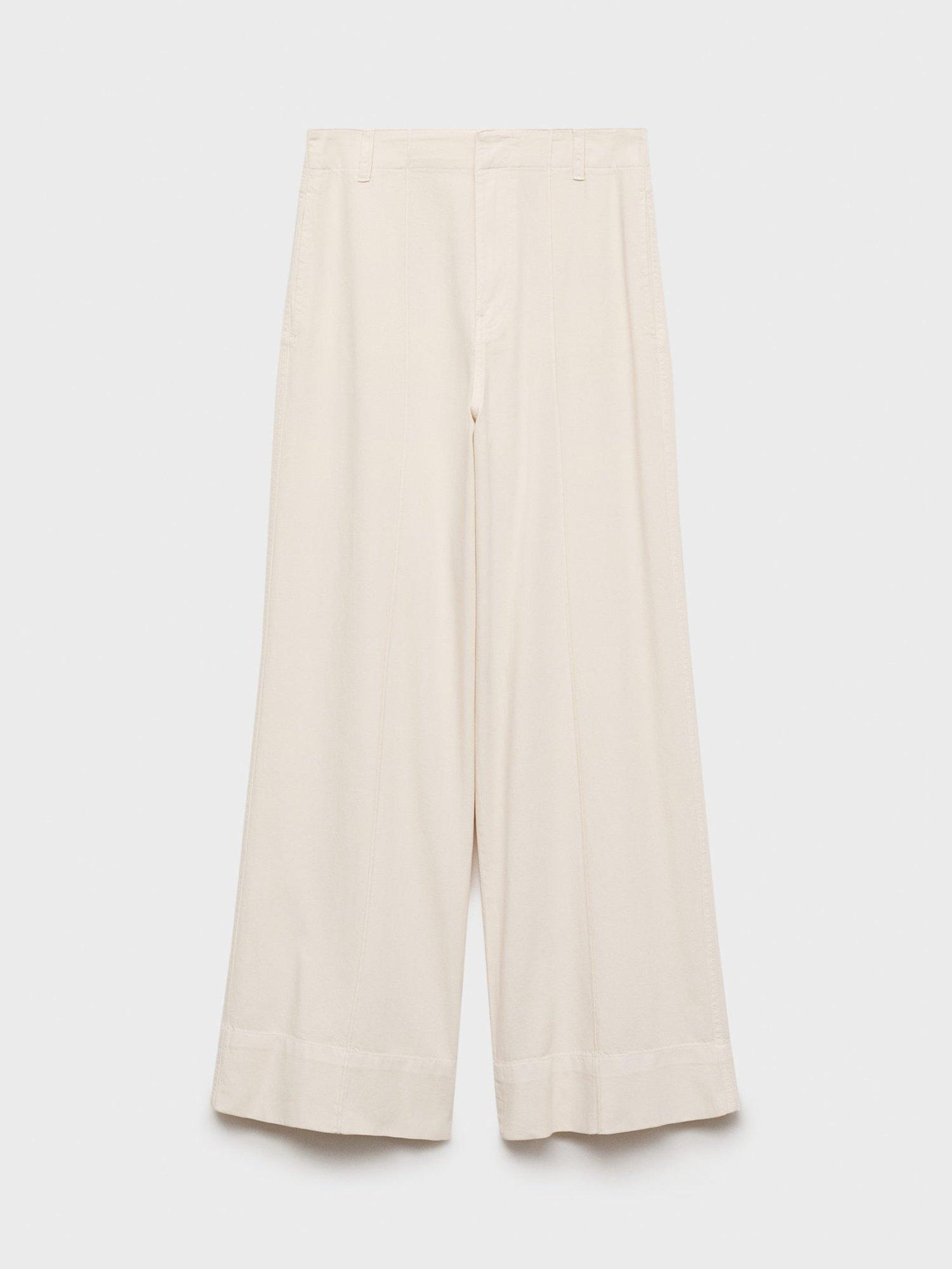Product image 3 of 7, which shows Mango Lua Wide Leg Trousers, Natural White, L