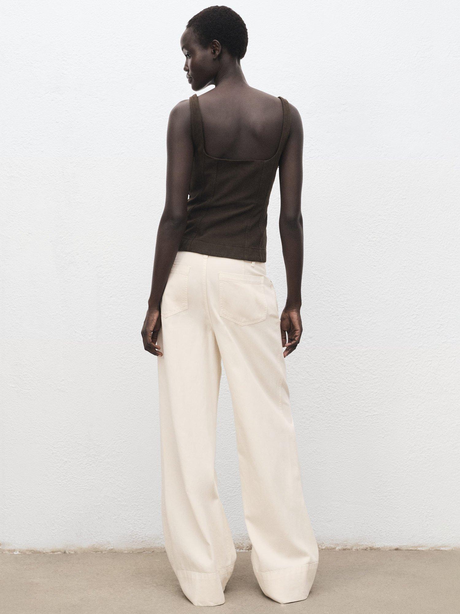 Product image 4 of 7, which shows Mango Lua Wide Leg Trousers, Natural White, L