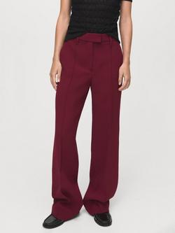 Mango Maca Tailored Trousers, Dark Red