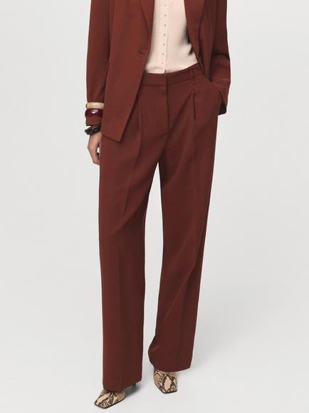 Mango Paris Tailored Trousers, Medium Orange, Medium Orange