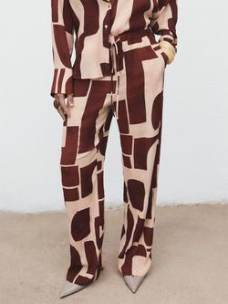 Mango Parisi Geometric Trousers, Cream/Multi, Cream/Multi