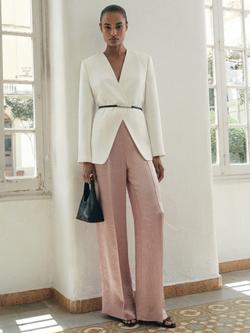 Mango Raida Crinkle Trousers, Pastel Pink, Pastel Pink