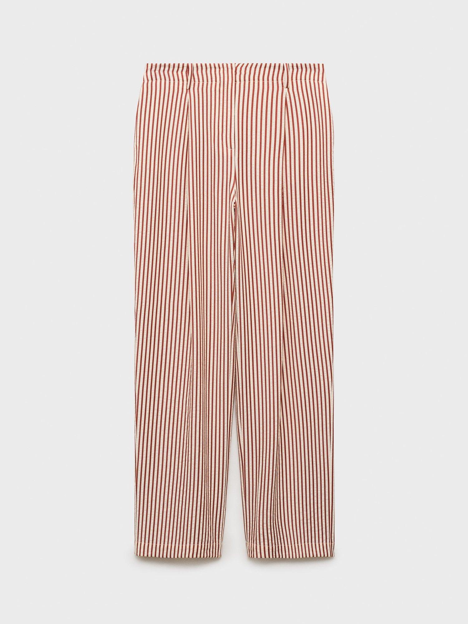 Product image 3 of 8, which shows Mango Sal Stripe Trousers, Orange, XL