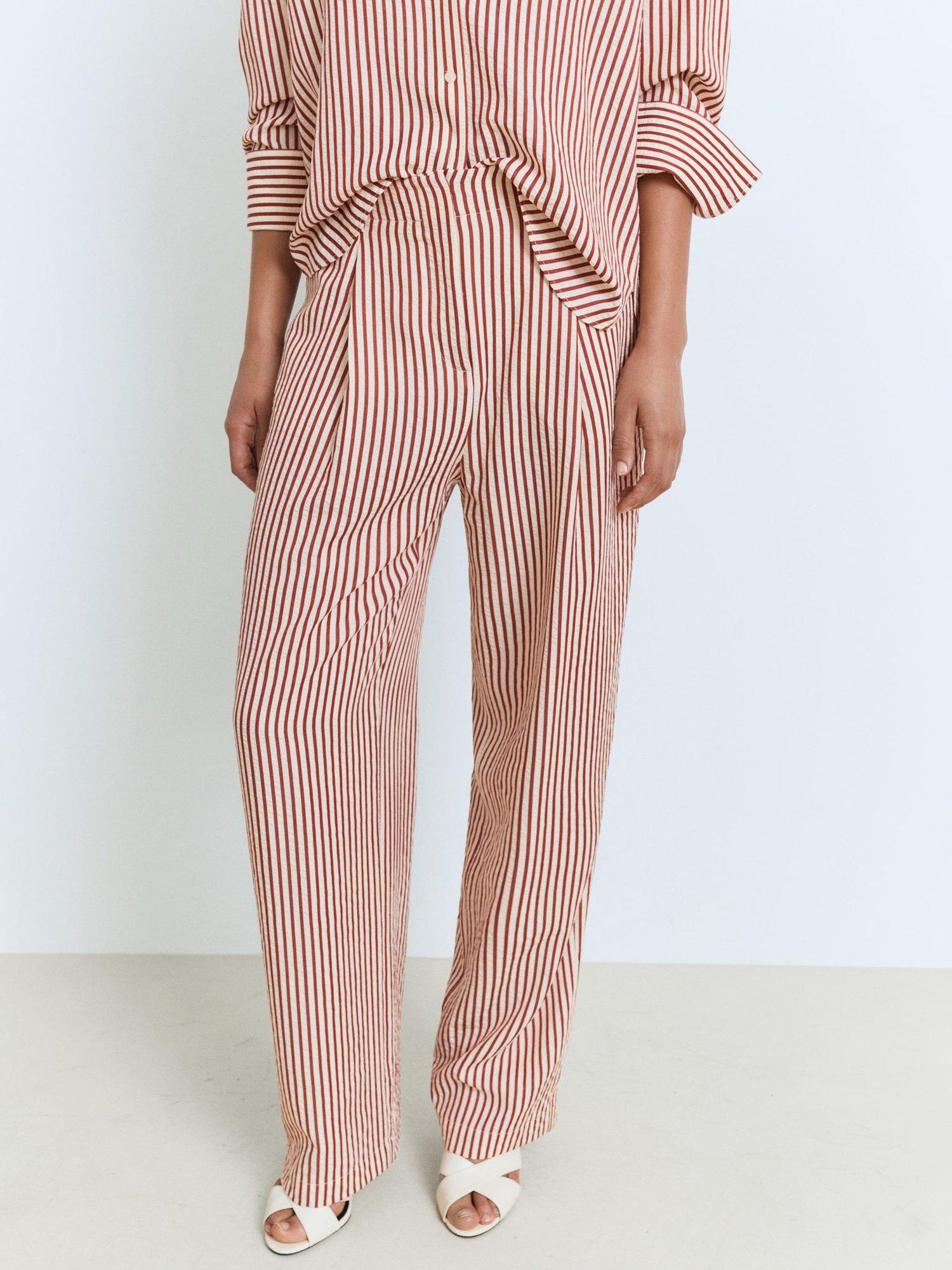 Product image 6 of 8, which shows Mango Sal Stripe Trousers, Orange, XL