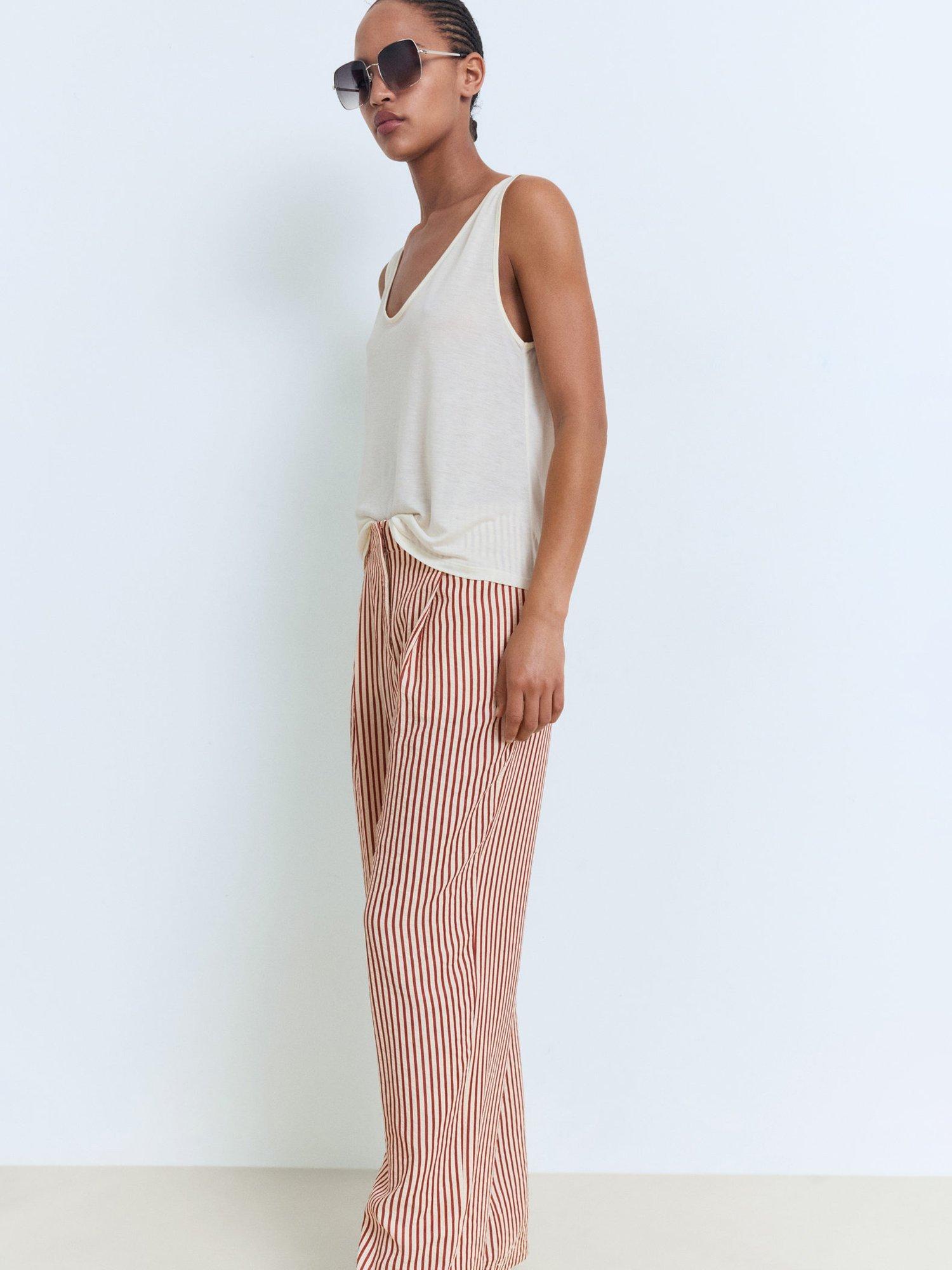 Product image 7 of 8, which shows Mango Sal Stripe Trousers, Orange, XL