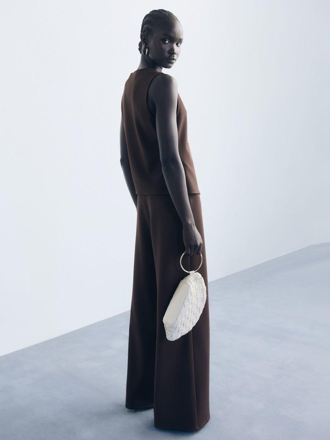 Product image 2 of 7, which shows Mango Salve Wide Leg Trousers, Brown, XS