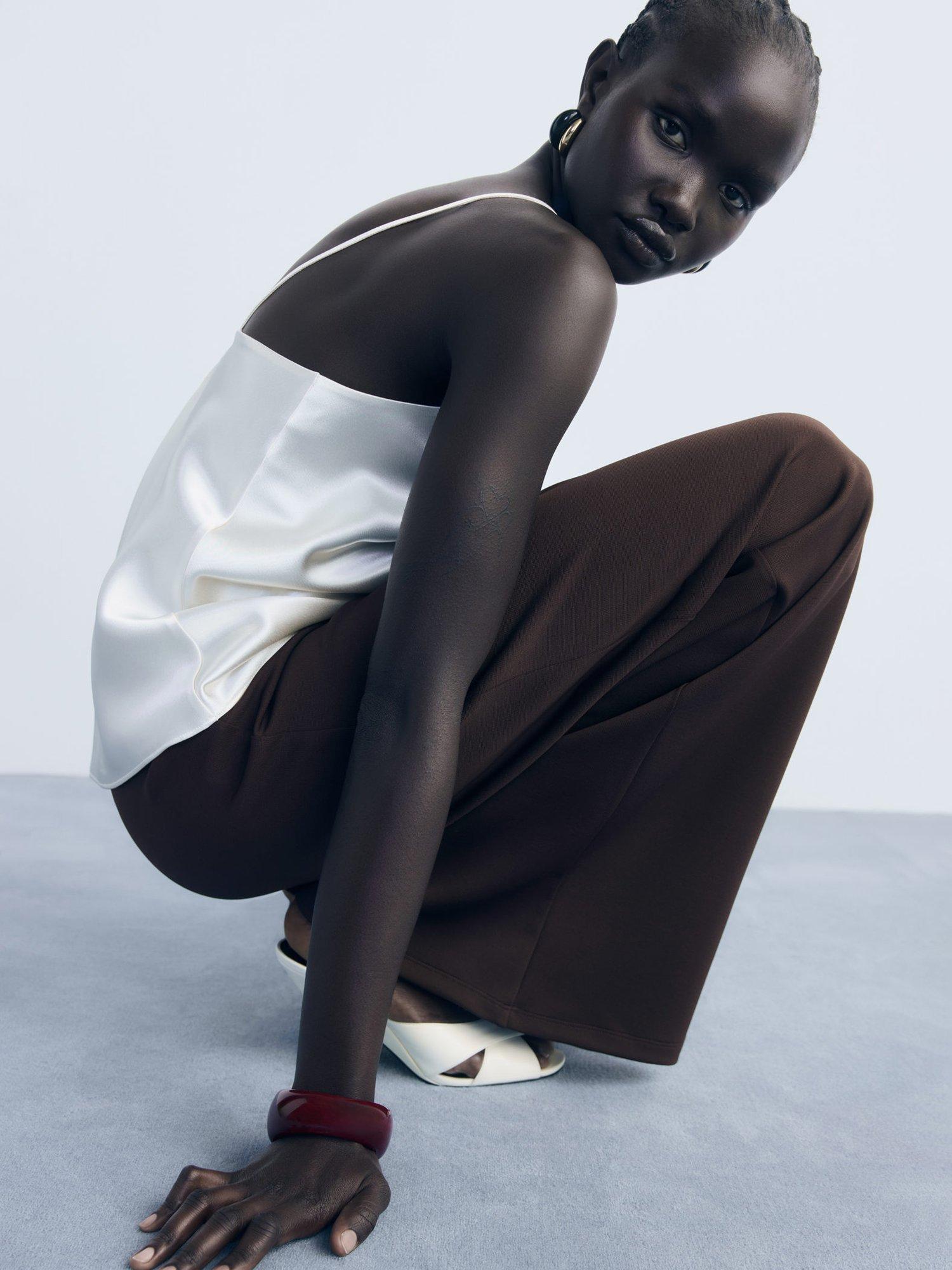 Product image 6 of 7, which shows Mango Salve Wide Leg Trousers, Brown, XS