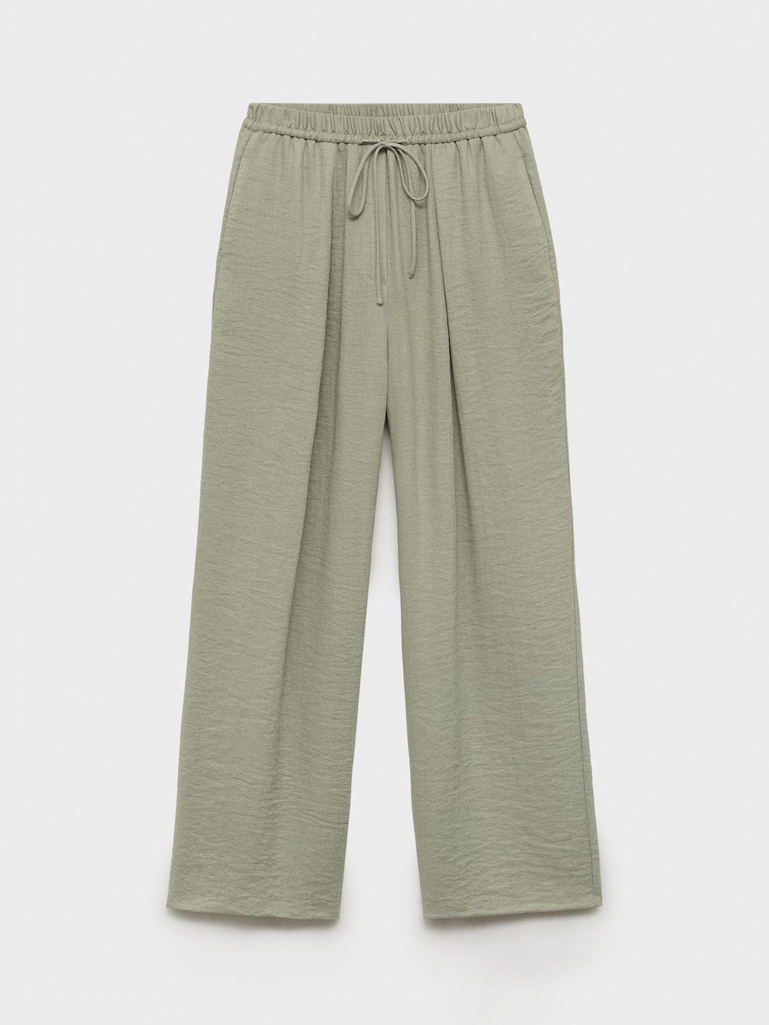 Product image 3 of 8, which shows Mango Salvia Tie Waist Trousers, Aqua, L
