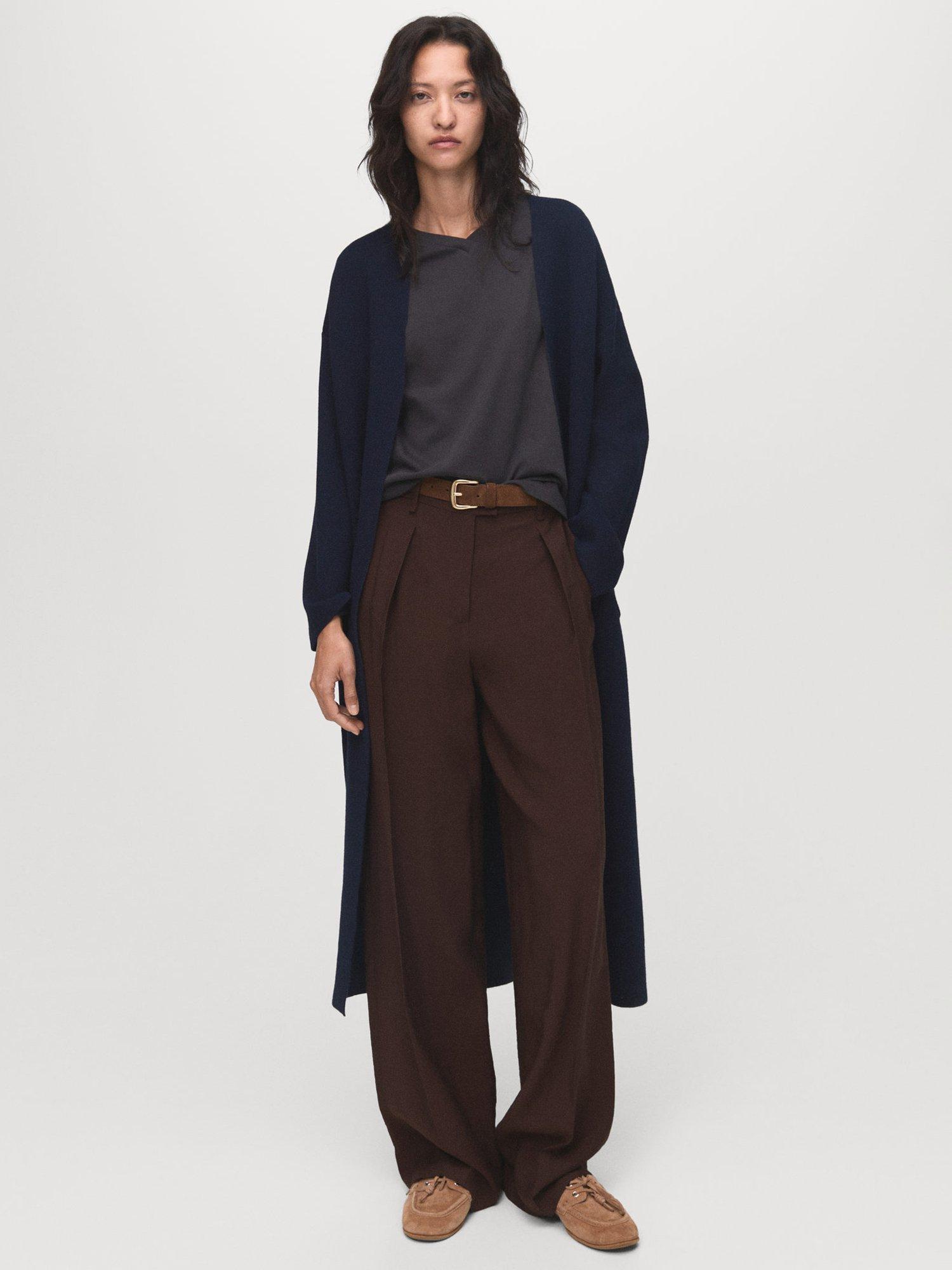 Product image 1 of 8, which shows Mango Paul Open Neck Longline Coatigan, Navy, L