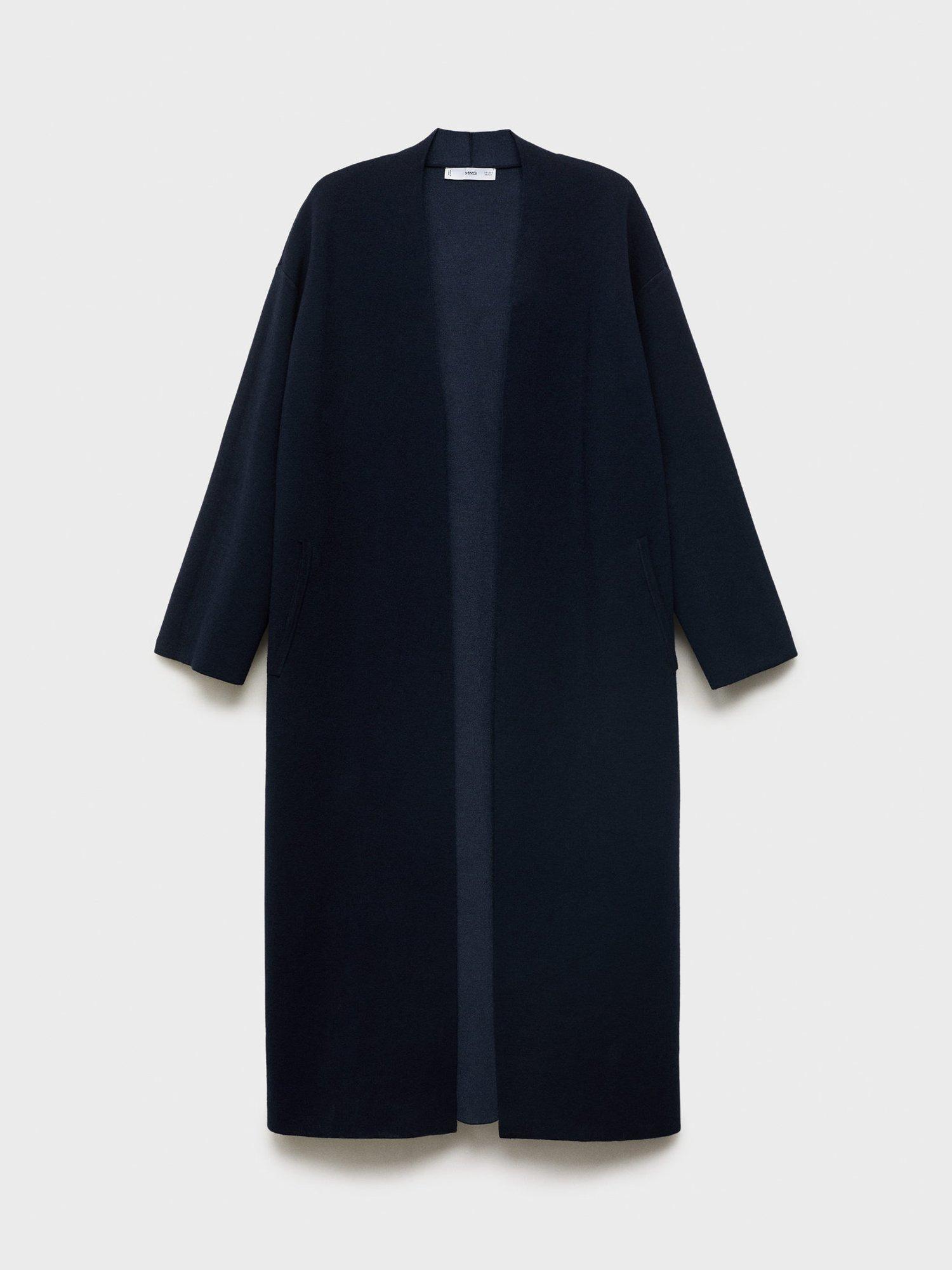 Product image 3 of 8, which shows Mango Paul Open Neck Longline Coatigan, Navy, L