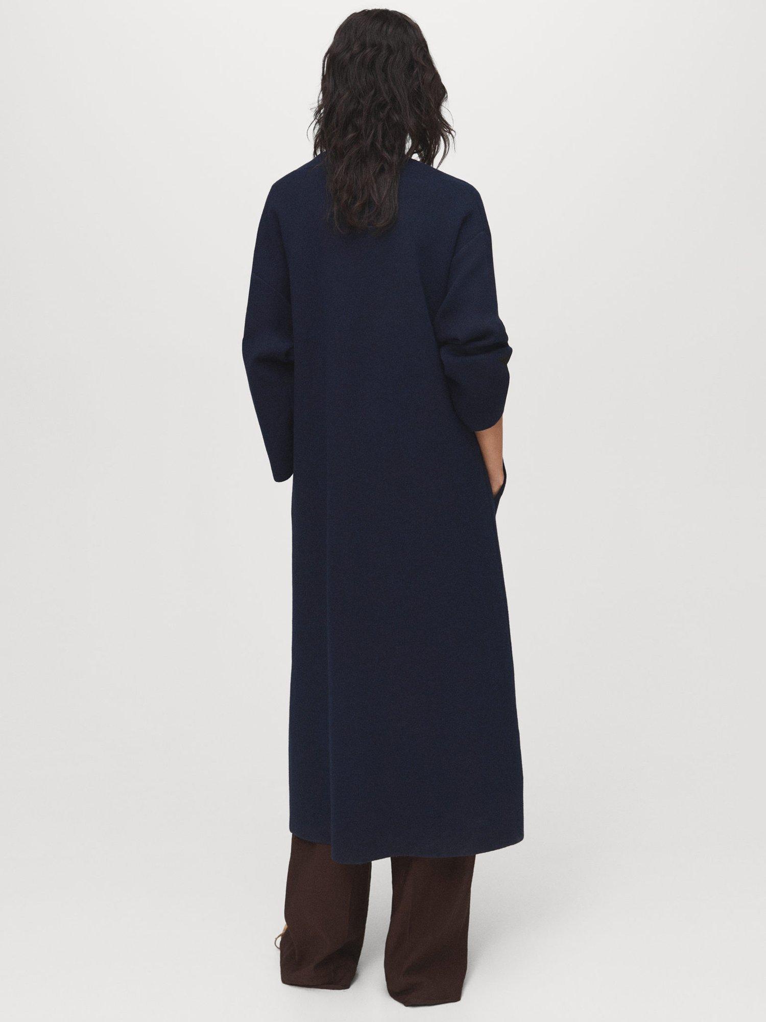 Product image 4 of 8, which shows Mango Paul Open Neck Longline Coatigan, Navy, L