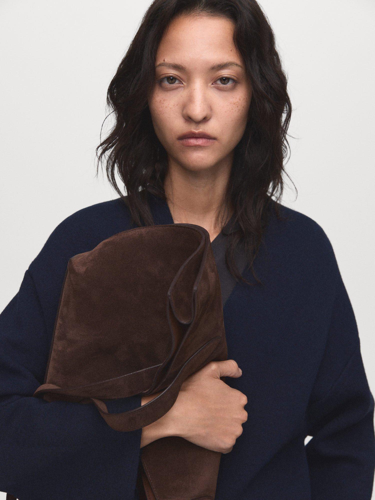 Product image 6 of 8, which shows Mango Paul Open Neck Longline Coatigan, Navy, L