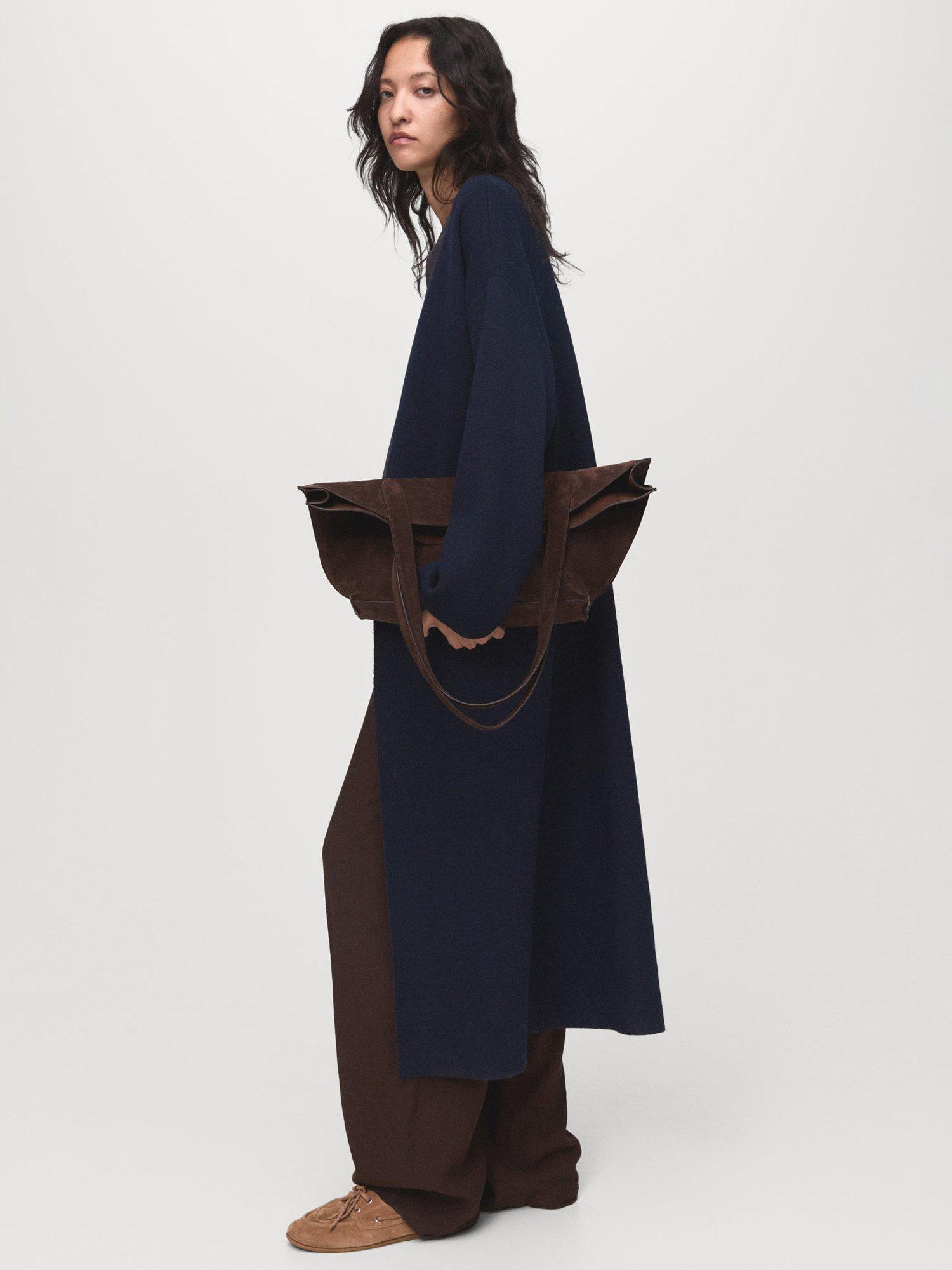 Product image 7 of 8, which shows Mango Paul Open Neck Longline Coatigan, Navy, L