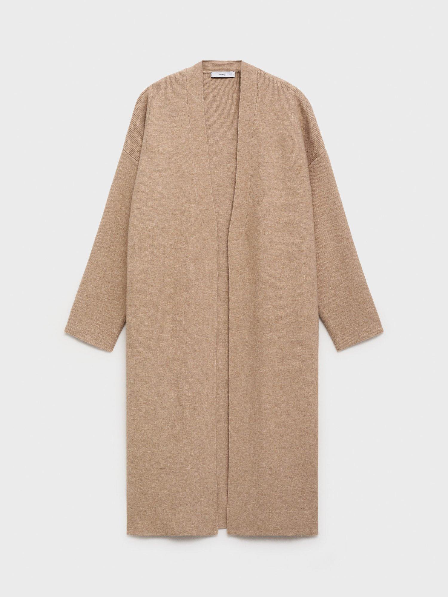 Product image 3 of 8, which shows Mango Ringon Open Neck Coat, Beige, L