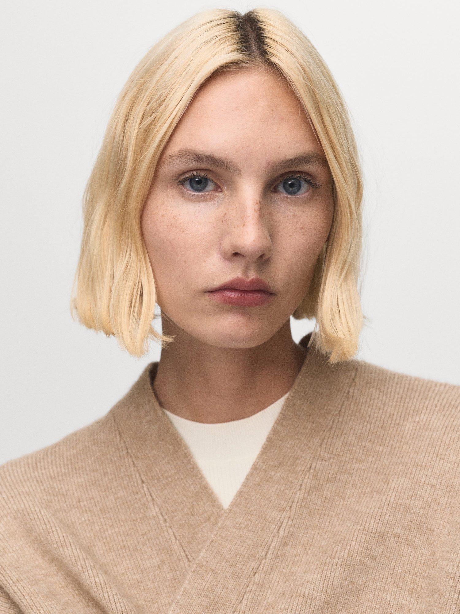 Product image 6 of 8, which shows Mango Ringon Open Neck Coat, Beige, L