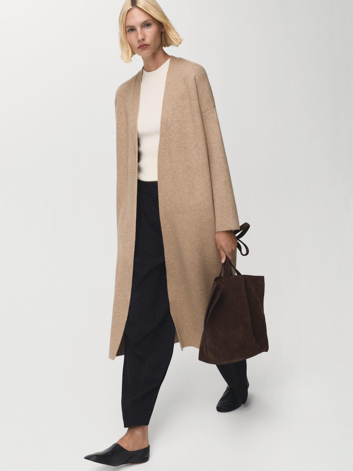 Product image 7 of 8, which shows Mango Ringon Open Neck Coat, Beige, L