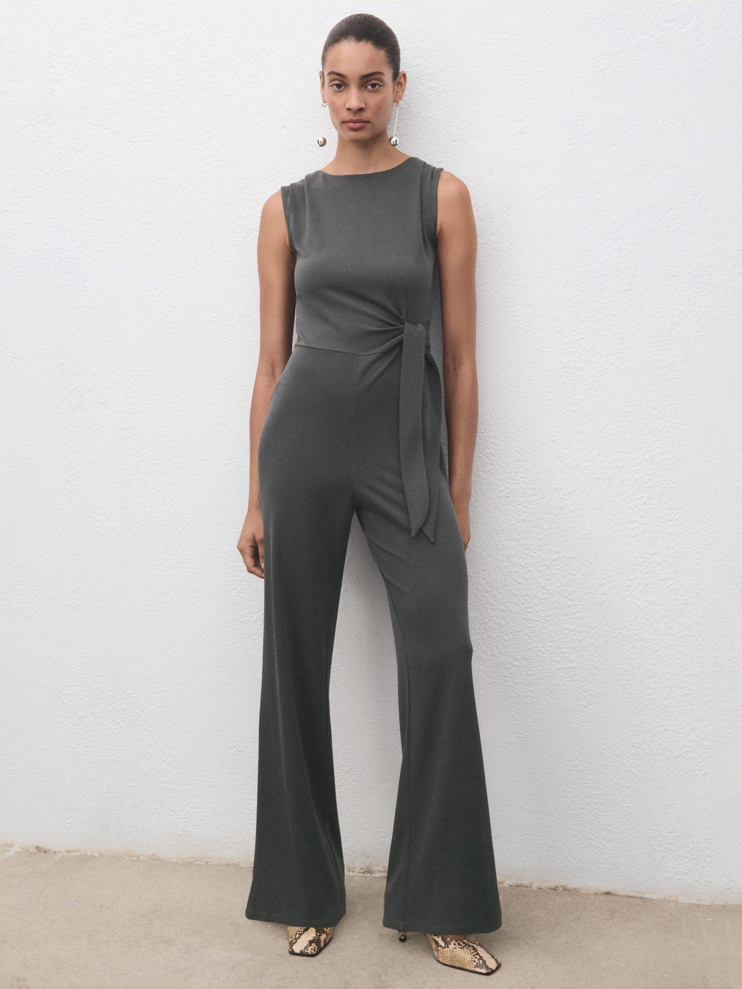 Product image 1 of 8, which shows Mango Copo Sleeveless Jumpsuit, Charcoal, XXS