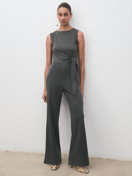 Mango Copo Sleeveless Jumpsuit, Charcoal, Charcoal