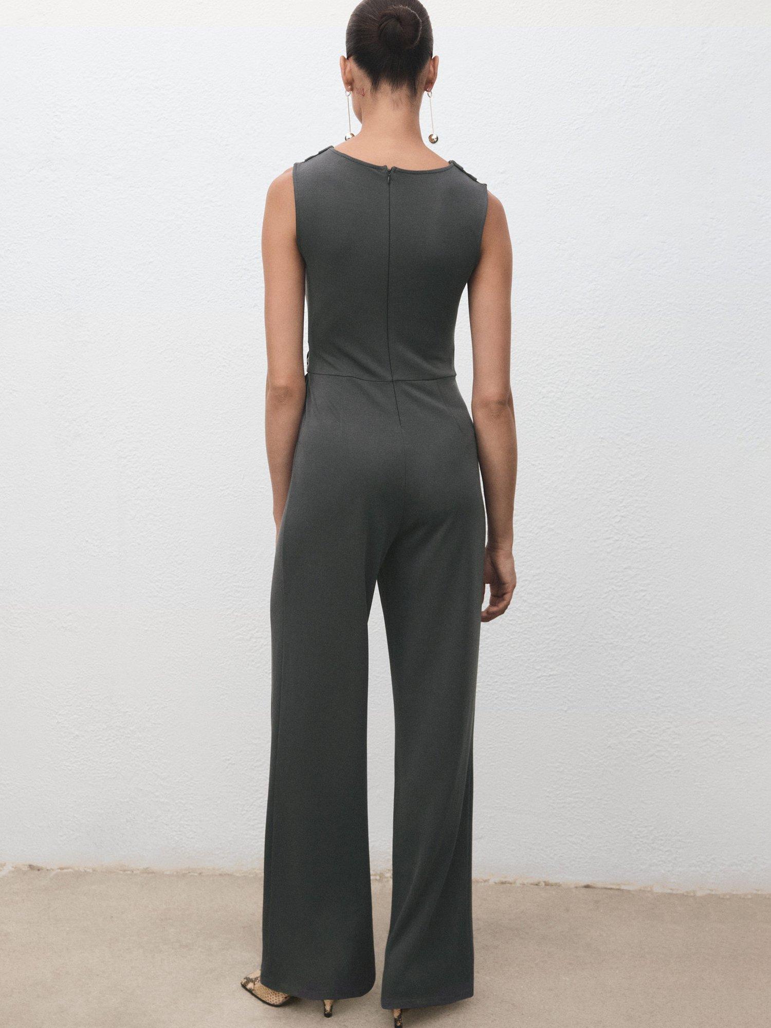 Product image 4 of 8, which shows Mango Copo Sleeveless Jumpsuit, Charcoal, XXS