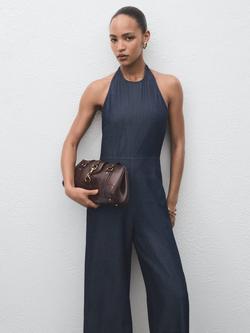 Mango Lua Open Back Halterneck Jumpsuit, Open Blue
