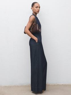 Mango Lua Open Back Halterneck Jumpsuit - view 2, Open Blue