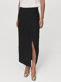 Mango Sebas Slit Midi Skirt, Black, Black
