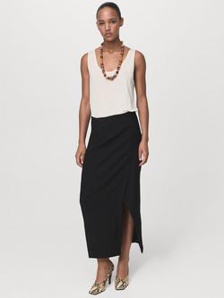 Mango Sebas Slit Midi Skirt, Black - view 2, Black