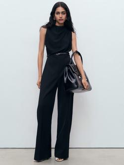 Mango Martuki Belted Tailored Jumpsuit, Black - view 2, Black