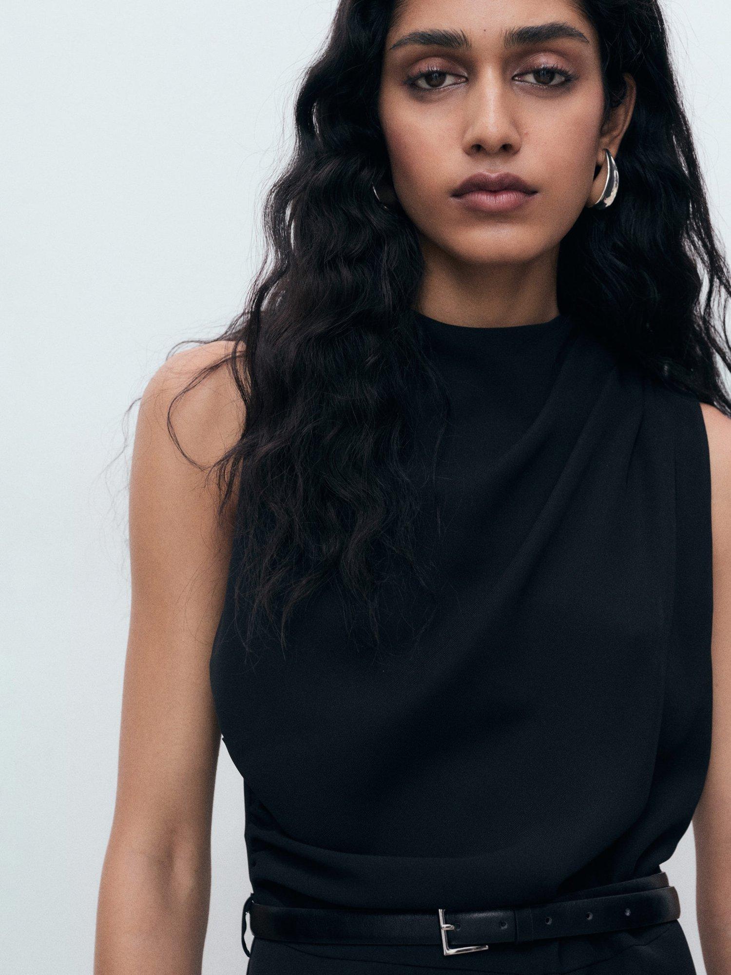 Product image 6 of 9, which shows Mango Martuki Belted Tailored Jumpsuit, Black, 4XL