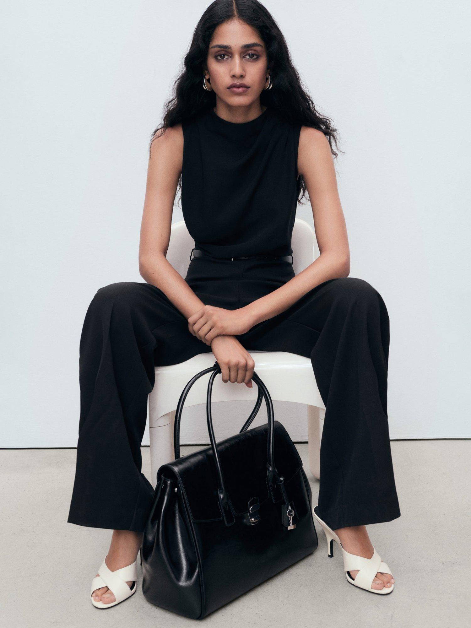 Product image 7 of 9, which shows Mango Martuki Belted Tailored Jumpsuit, Black, 4XL