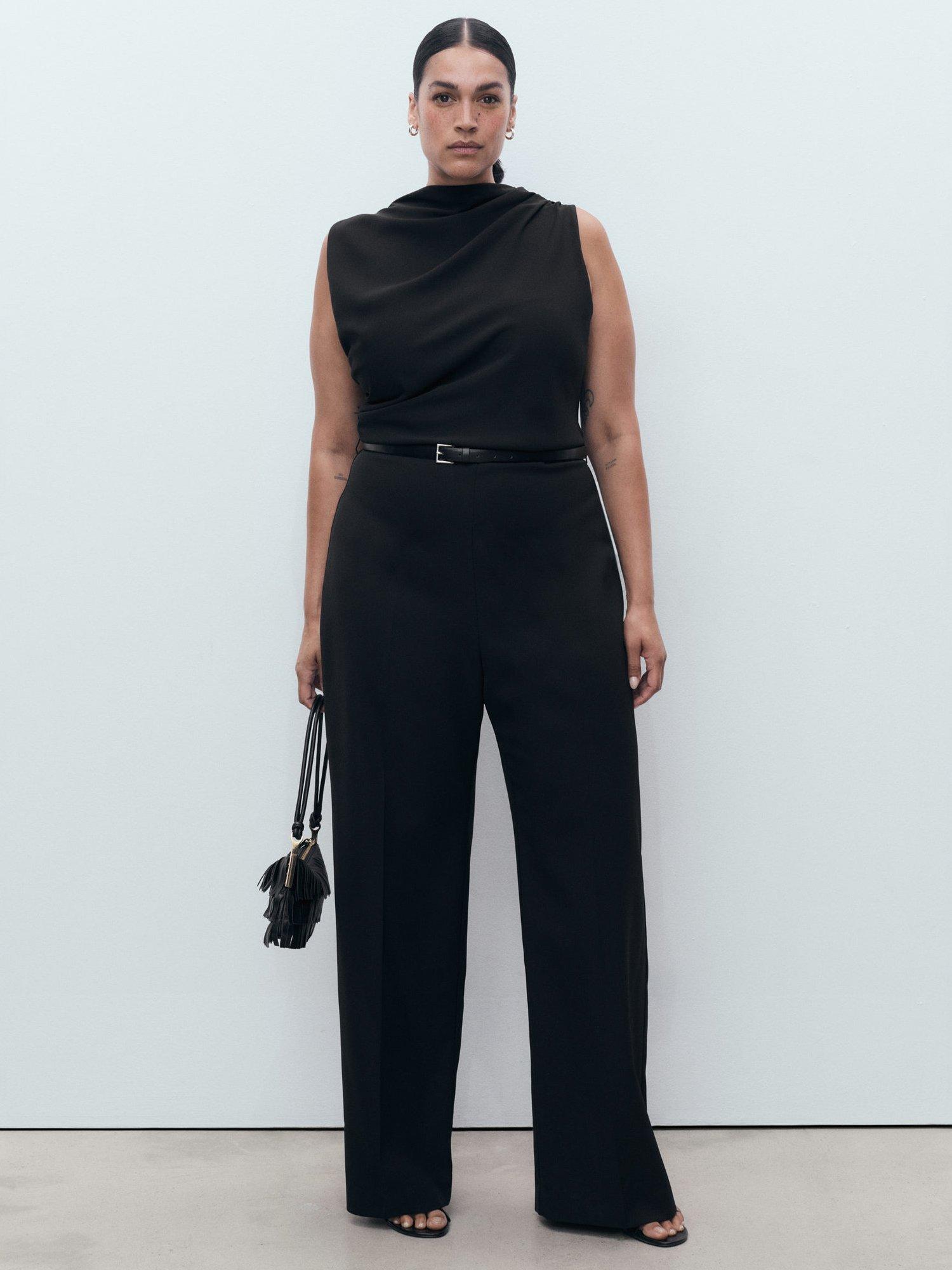Product image 8 of 9, which shows Mango Martuki Belted Tailored Jumpsuit, Black, 4XL