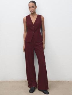 Mango Vesty Waistcoat Jumpsuit, Dark Red - view 2, Dark Red