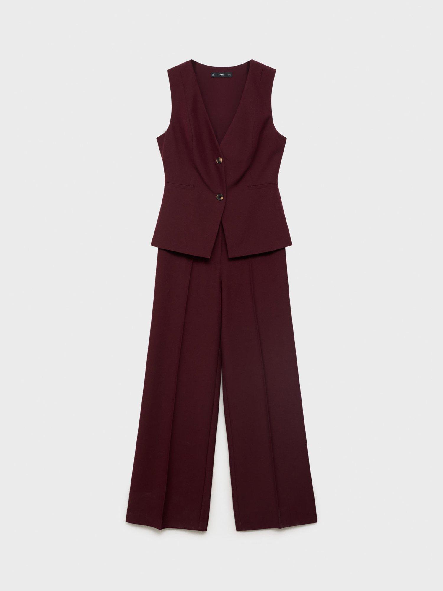 Product image 3 of 8, which shows Mango Vesty Waistcoat Jumpsuit, Dark Red, L