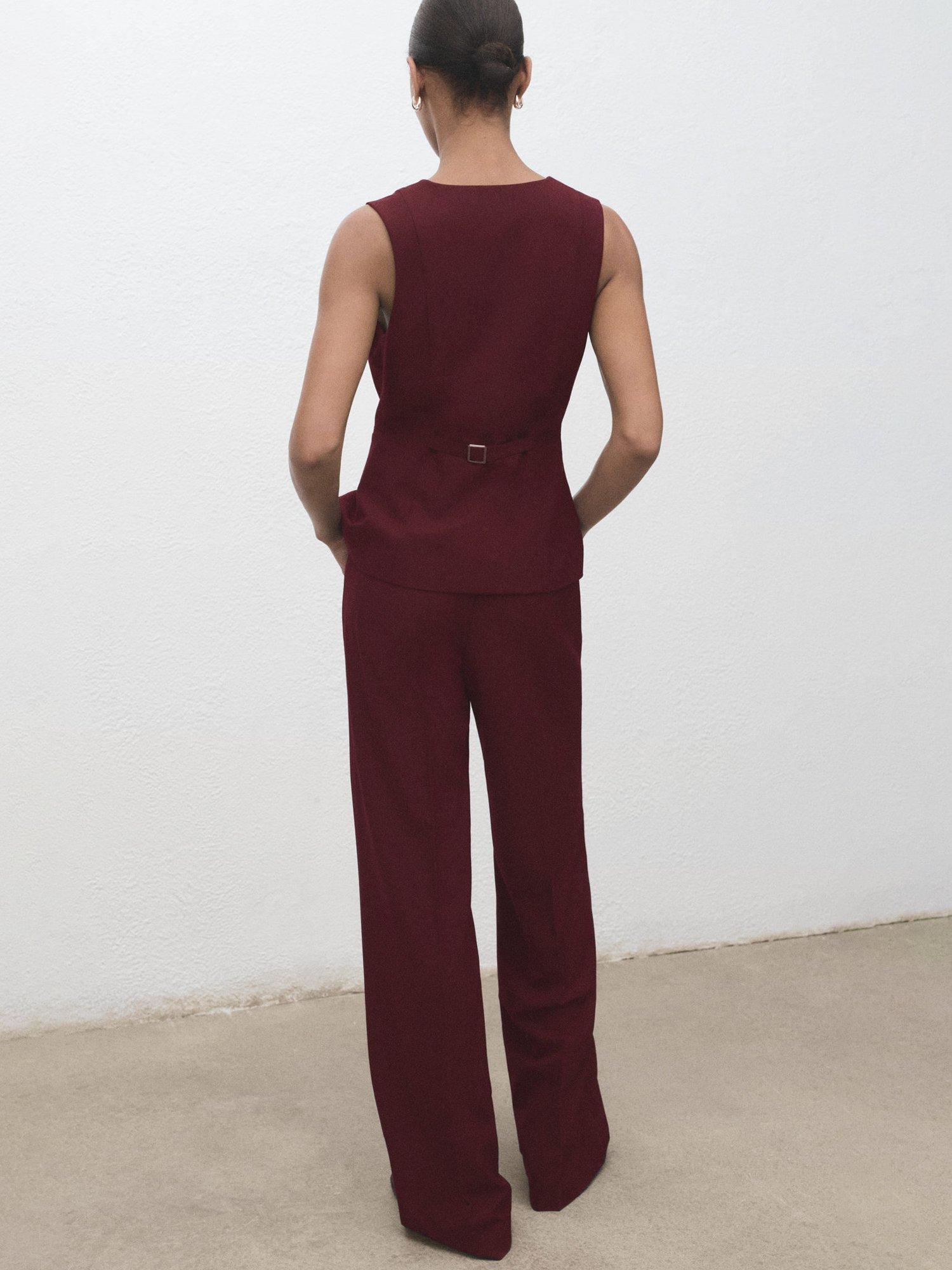 Product image 4 of 8, which shows Mango Vesty Waistcoat Jumpsuit, Dark Red, L
